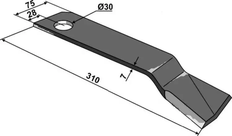 Schlegelmesser 310x75mm - rechts